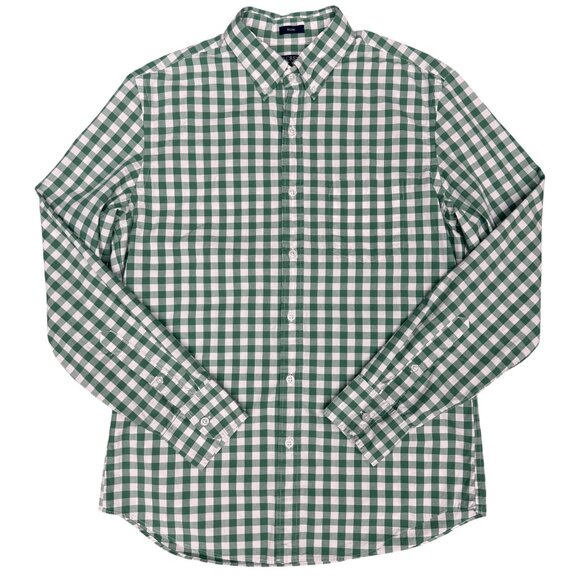 Men's J. CREW Green Gingham Flex Washed Slim Fit Dress Shirt- Size‎ M - Picture 1 of 10